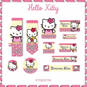 Etiqueta Escolar Hello Kitty Png e Pdf