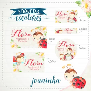Etiqueta Escolar Joaninha Studio e Pdf