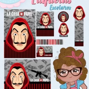 Etiqueta Escolar La Casa de Papel Studio e Pdf