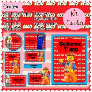 Etiqueta Escolar Lego Studio, Png e Pdf