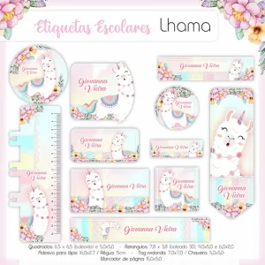Etiqueta Escolar Lhama Studio e Pdf