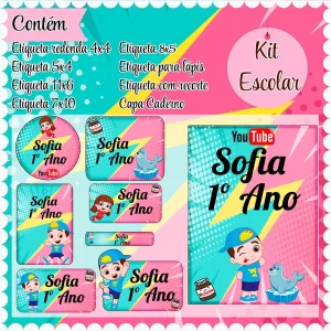 Etiqueta Escolar Luccas Neto Studio, Png e Pdf