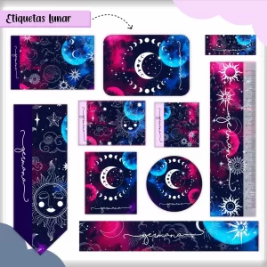 Etiqueta Escolar Lunar Studio, Png e Pdf