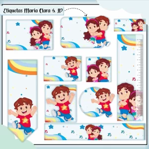 Etiqueta Escolar Maria Clara e Jp Studio, Pdf e Png