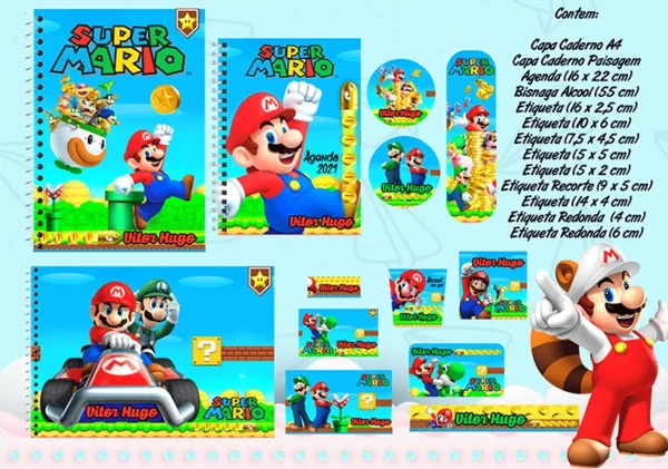 Etiqueta Escolar Mario e Luigi Studio e Pdf