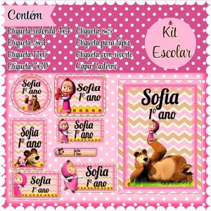 Etiqueta Escolar Masha Studio, Png e Pdf