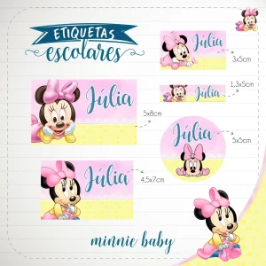 Etiqueta Escolar Minnie Baby Studio e Pdf