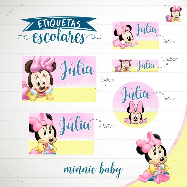 Etiqueta Escolar Minnie Baby Studio e Pdf