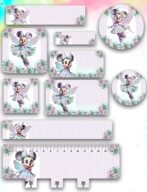 Etiqueta Escolar Minnie Fada Png e Pdf