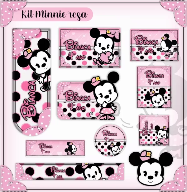 Etiqueta Escolar Minnie Studio, Cdr, Png e Pdf