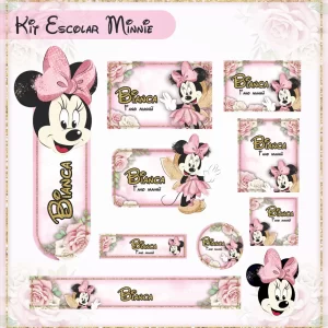 Etiqueta Escolar Minnie Studio, Pdf, Png e Cdr