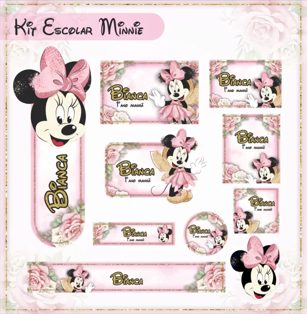 Etiqueta Escolar Minnie Studio, Pdf, Png e Cdr