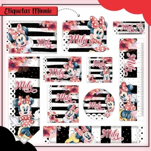 Etiqueta Escolar Minnie Studio, Png, Cdr e Pdf