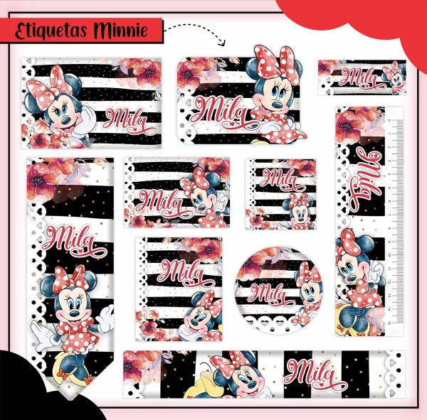 Etiqueta Escolar Minnie Studio, Png, Cdr e Pdf