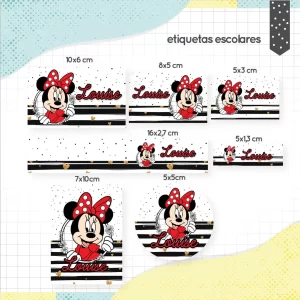 Etiqueta Escolar Minnie Studio, Png, Dxf e Pdf