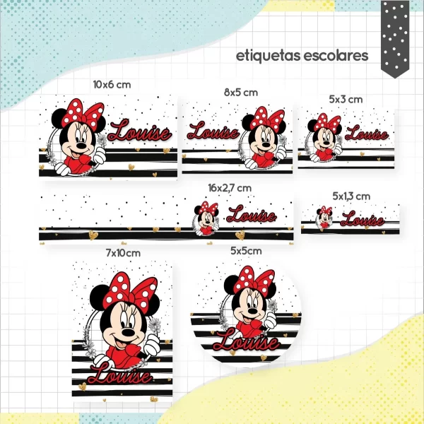 Etiqueta Escolar Minnie Studio, Png, Dxf e Pdf