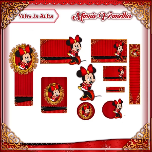 Etiqueta Escolar Minnie Vermelha Studio e Pdf