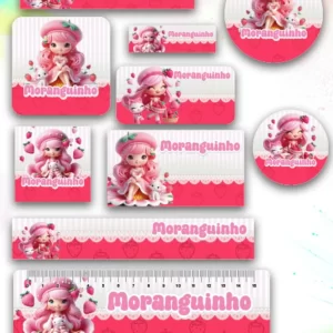 Etiqueta Escolar Moranguinho Png e Pdf