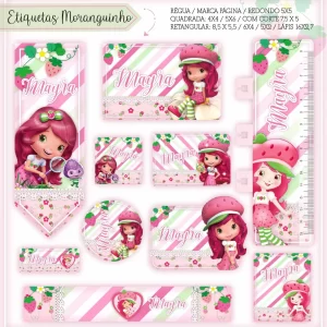 Etiqueta Escolar Moranguinho Studio, Png, Cdr e Pdf