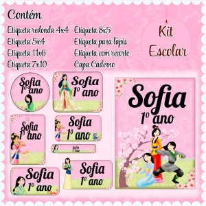 Etiqueta Escolar Mulan Studio, Png e Pdf