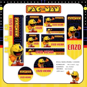 Etiqueta Escolar Pac-Man Studio, Png e Pdf