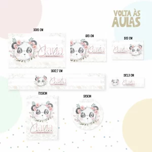 Etiqueta Escolar Panda Studio e Png
