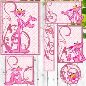 Etiqueta Escolar Pantera Cor De Rosa Studio