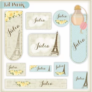 Etiqueta Escolar Paris Studio, Png, Cdr e Pdf