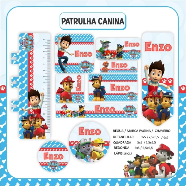 Etiqueta Escolar Patrulha Studio, Png e Pdf