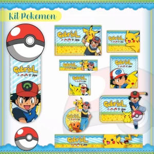 Etiqueta Escolar Pokemon Studio, Png, Cdr e Pdf