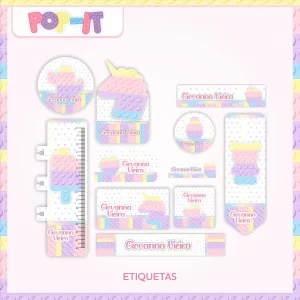 Etiqueta Escolar Pop It Png e Pdf