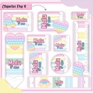 Etiqueta Escolar Pop It Studio, Png e Pdf