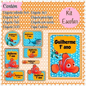 Etiqueta Escolar Procurando Nemo