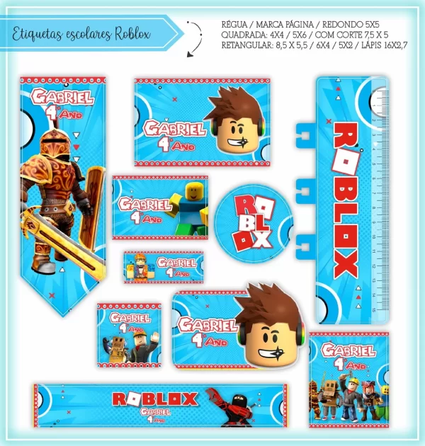 Etiqueta Escolar Roblox Studio, Png, Cdr e Pdf