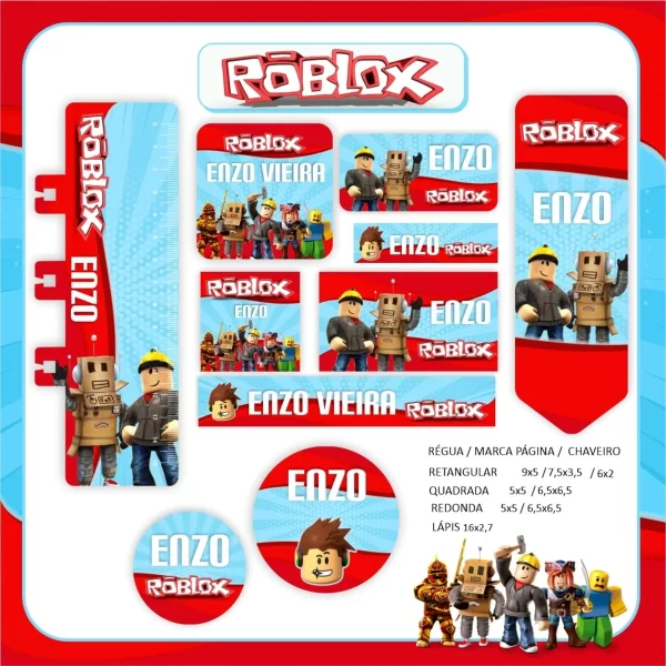 Etiqueta Escolar Roblox Studio, Png e Pdf