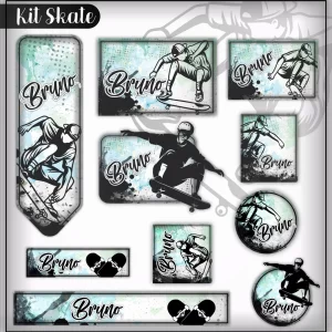 Etiqueta Escolar Skate Studio, Cdr, Pdf e Png