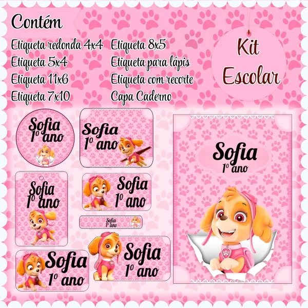 Etiqueta Escolar Skye Studio, Png e Pdf