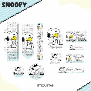Etiqueta Escolar Snoopy Png e Pdf