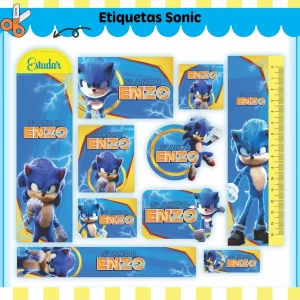 Etiqueta Escolar Sonic Studio, Pdf e Png