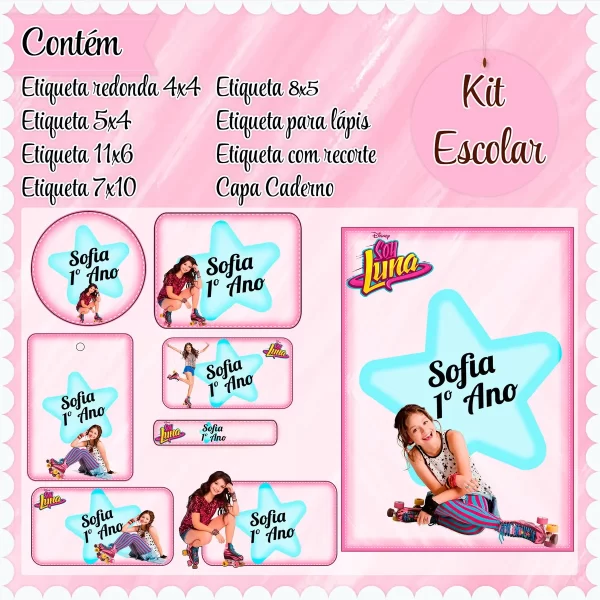 Etiqueta Escolar Soy Luna Studio, Png e Pdf