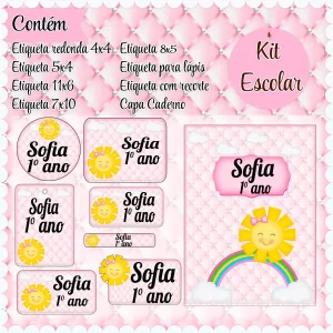 Etiqueta Escolar Sunshine Studio, Png e Pdf