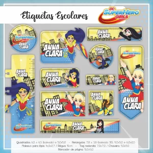 Etiqueta Escolar Super Hero Girls