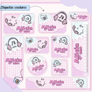 Etiqueta Escolar Teen Studio, Png e Pdf