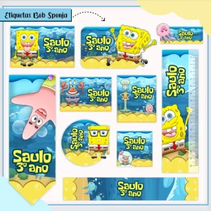 Etiqueta Escolar Tema Bob Esponja