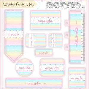 Etiqueta Escolar Tema Candy Colors