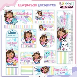 Etiqueta Escolar Tema Casa Mágica da Gaby
