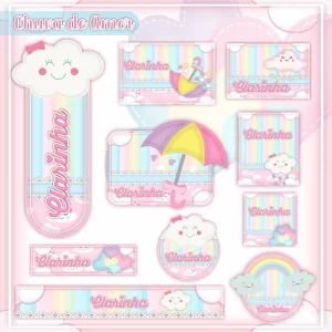 Etiqueta Escolar Tema Chuva de Amor