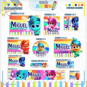 Etiqueta Escolar Tema Divertida Mente