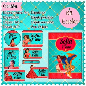 Etiqueta Escolar Tema Elena de Avalor