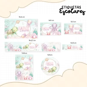 Etiqueta Escolar Tema Fundo Do Mar